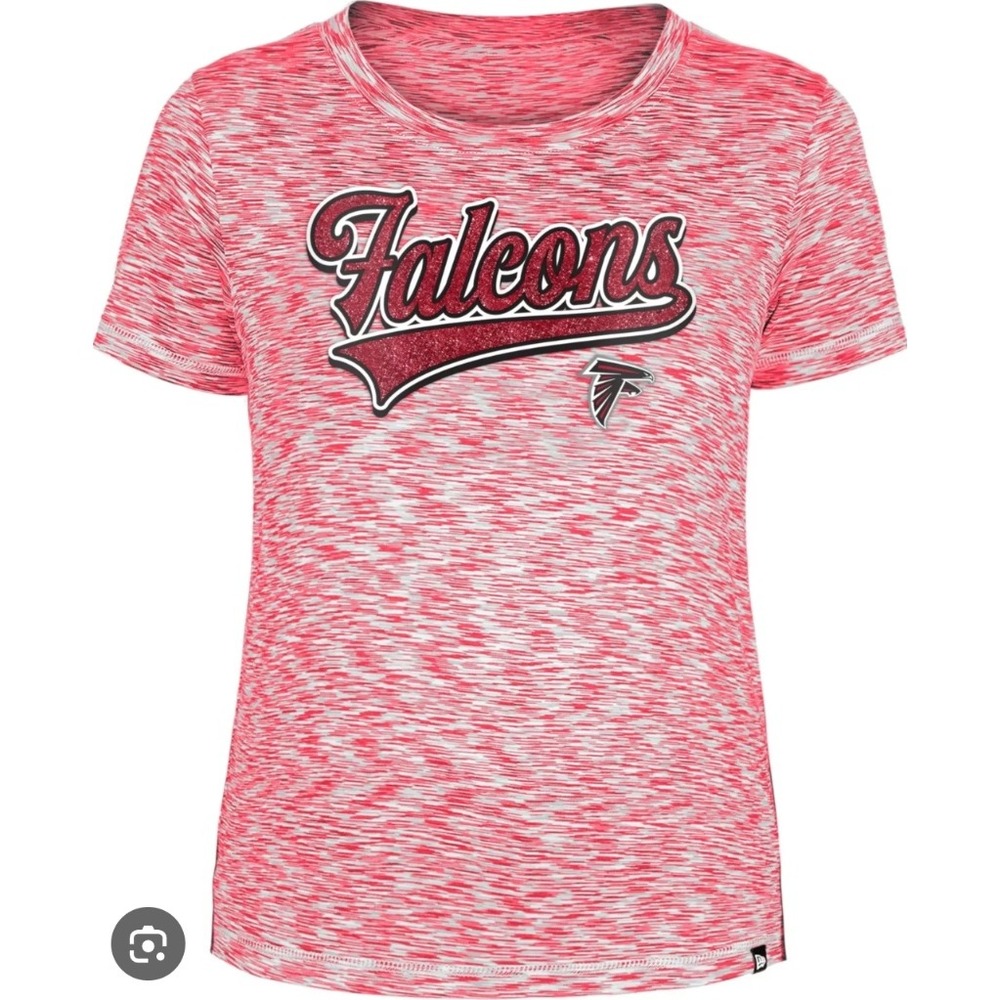 New Era NFL Falcons T-Shirt Glitter Logo Short Sleeve Top Size L NWT